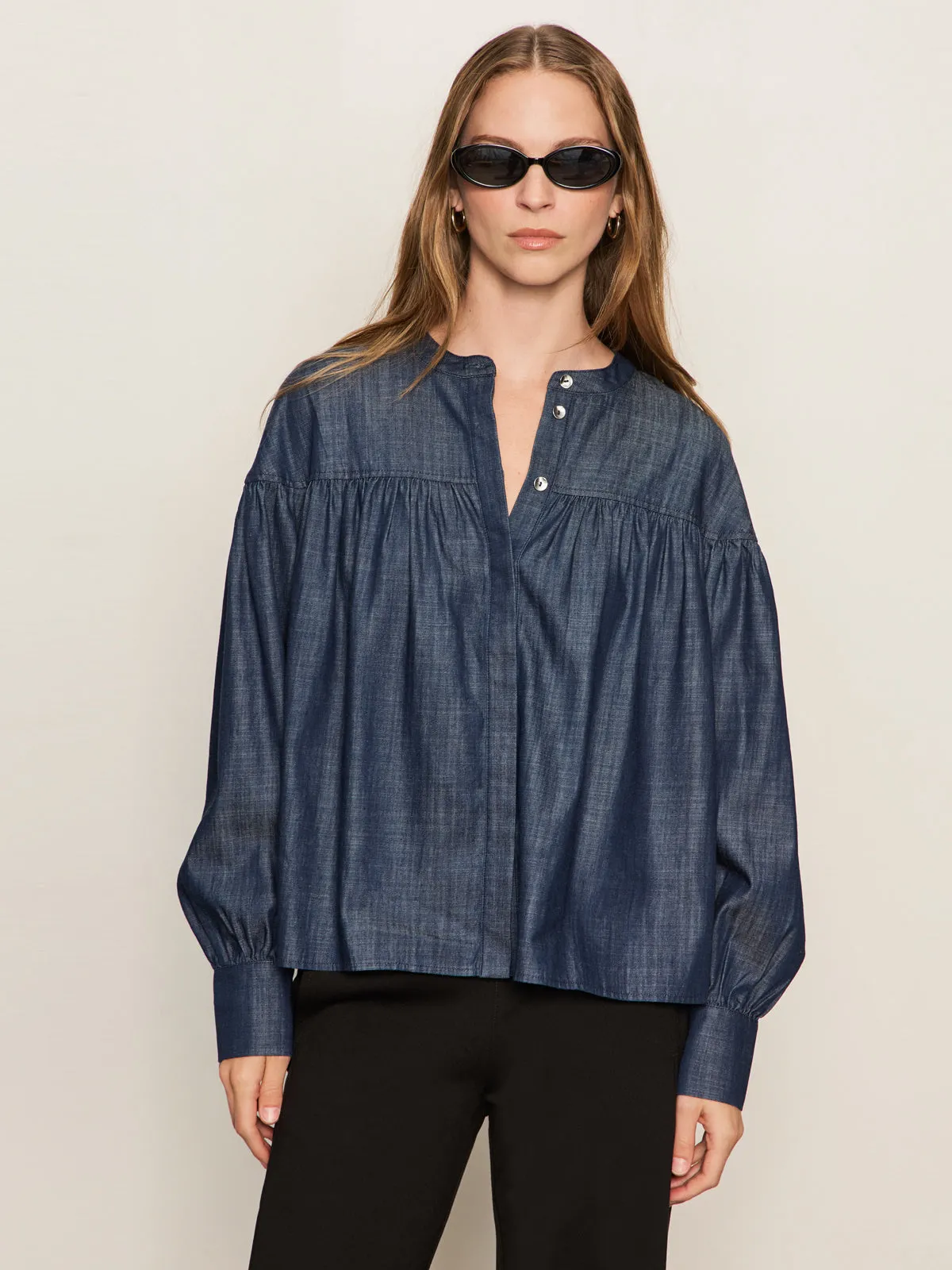 Smooth Neckline Personal Best Blouse Moonshadow