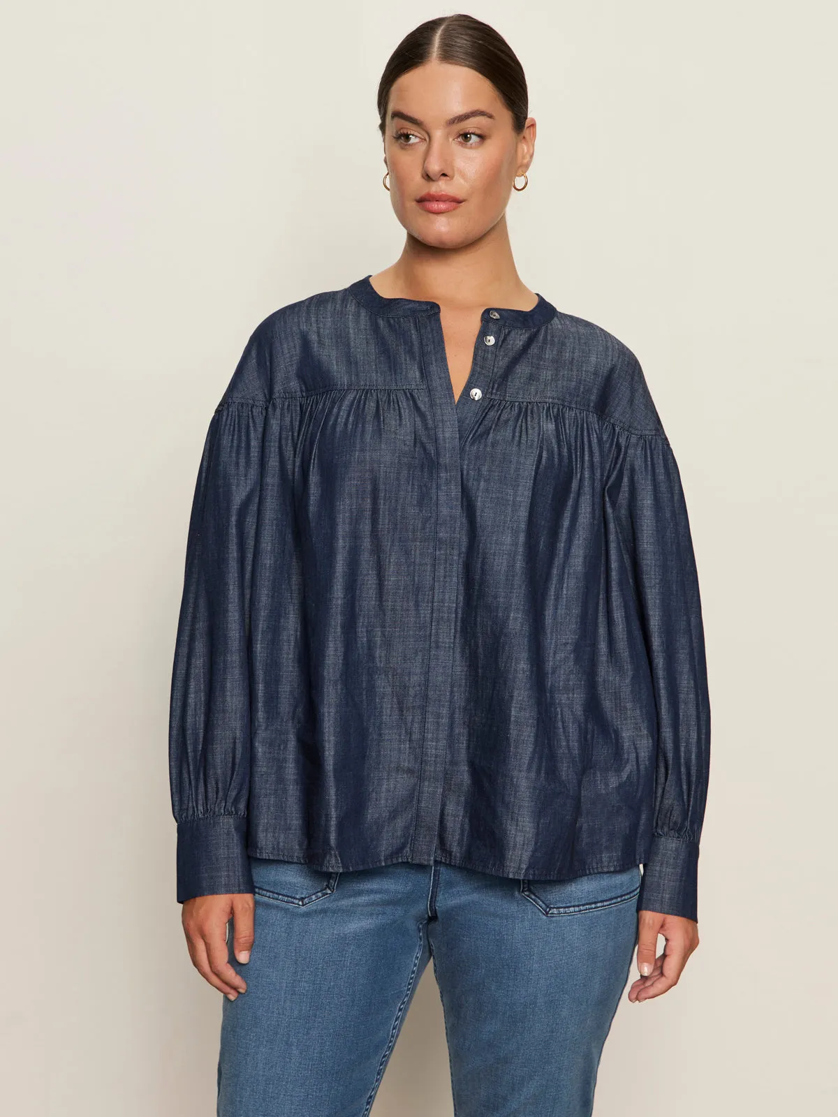 Soft Touch Texture Fur combination Personal Best Blouse Moonshadow Extended Sizing