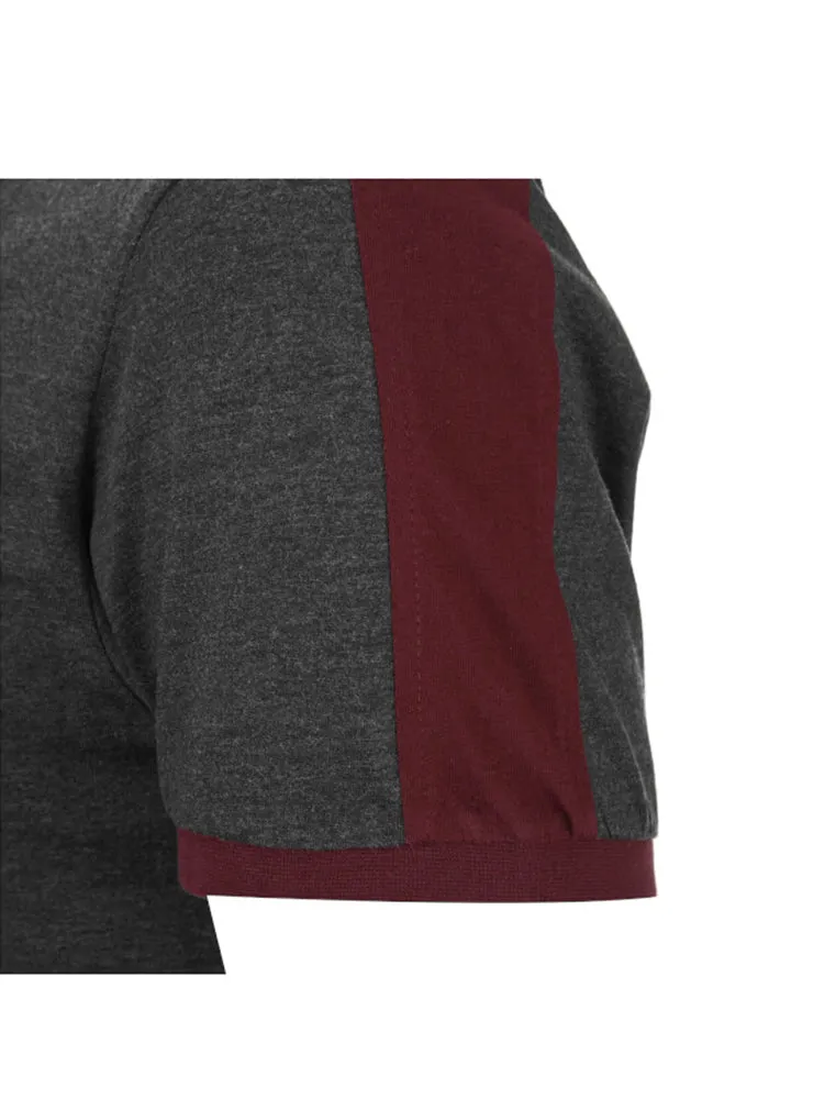 Pete Shoulder Panel Jersey Marl Ringer T-Shirt in Charcoal