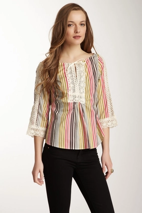 Petite Fit Lacy Cotton Tunic - Candy Stripe Stylish Jacket WaterRepellent Coating