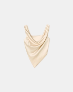 ReinforcedHem Petra - Sleeveless Draped Slip Satin Top - Creme