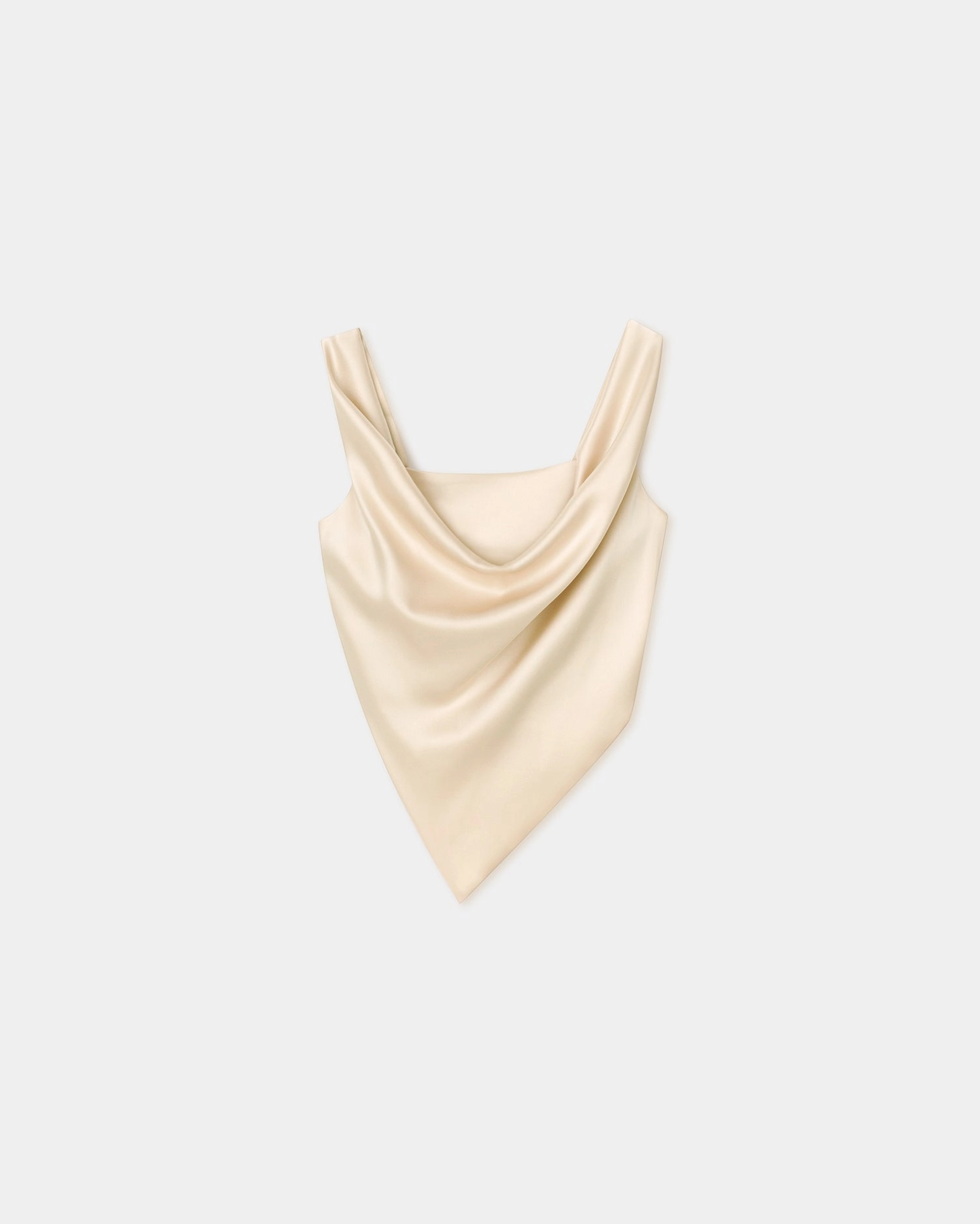 Petra - Sleeveless Draped Slip Satin Top - Creme EasyCare Material