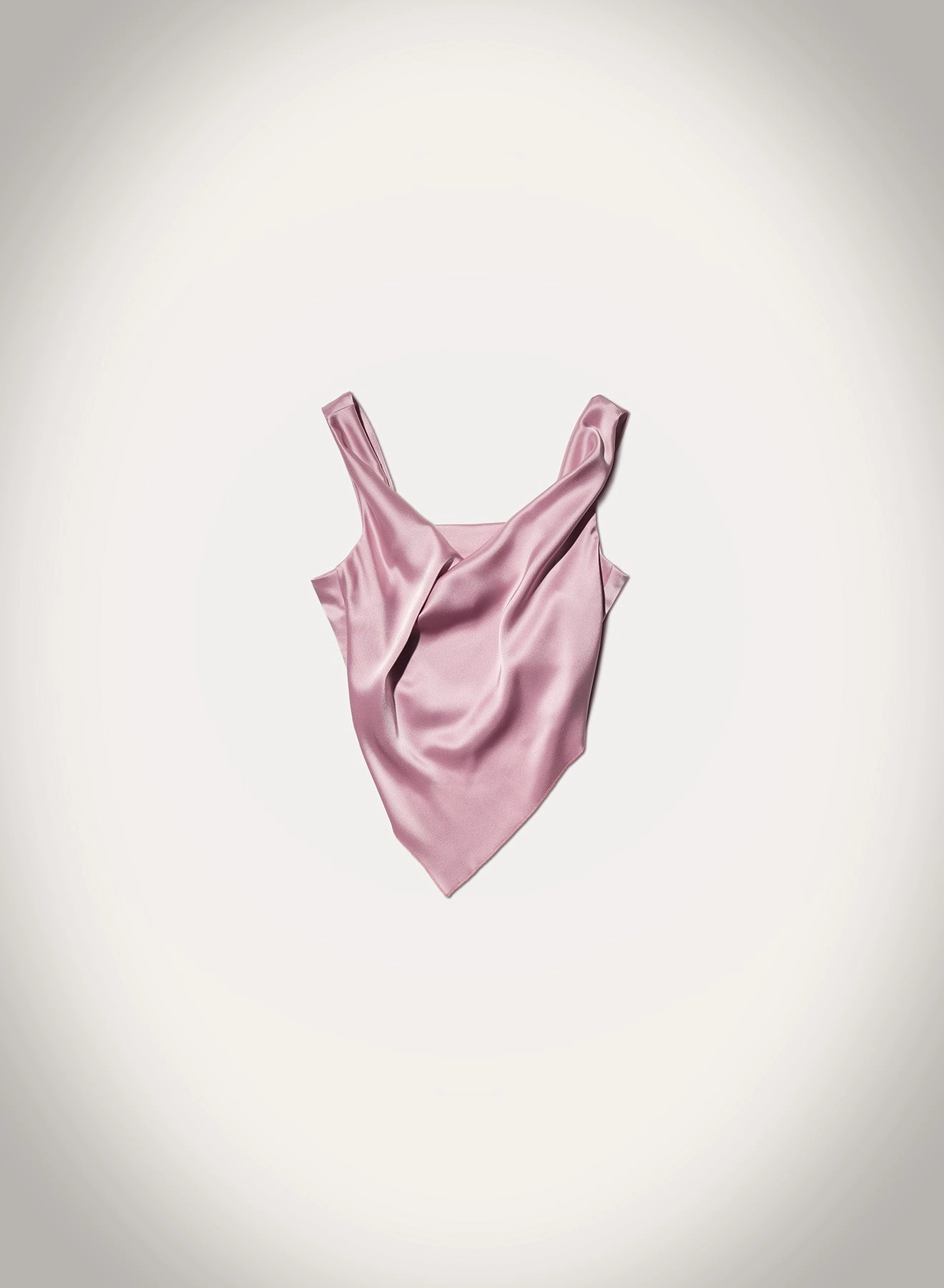Modular Pocket Layout Petra - Sleeveless Draped Slip Satin Top - Dusty Pink
