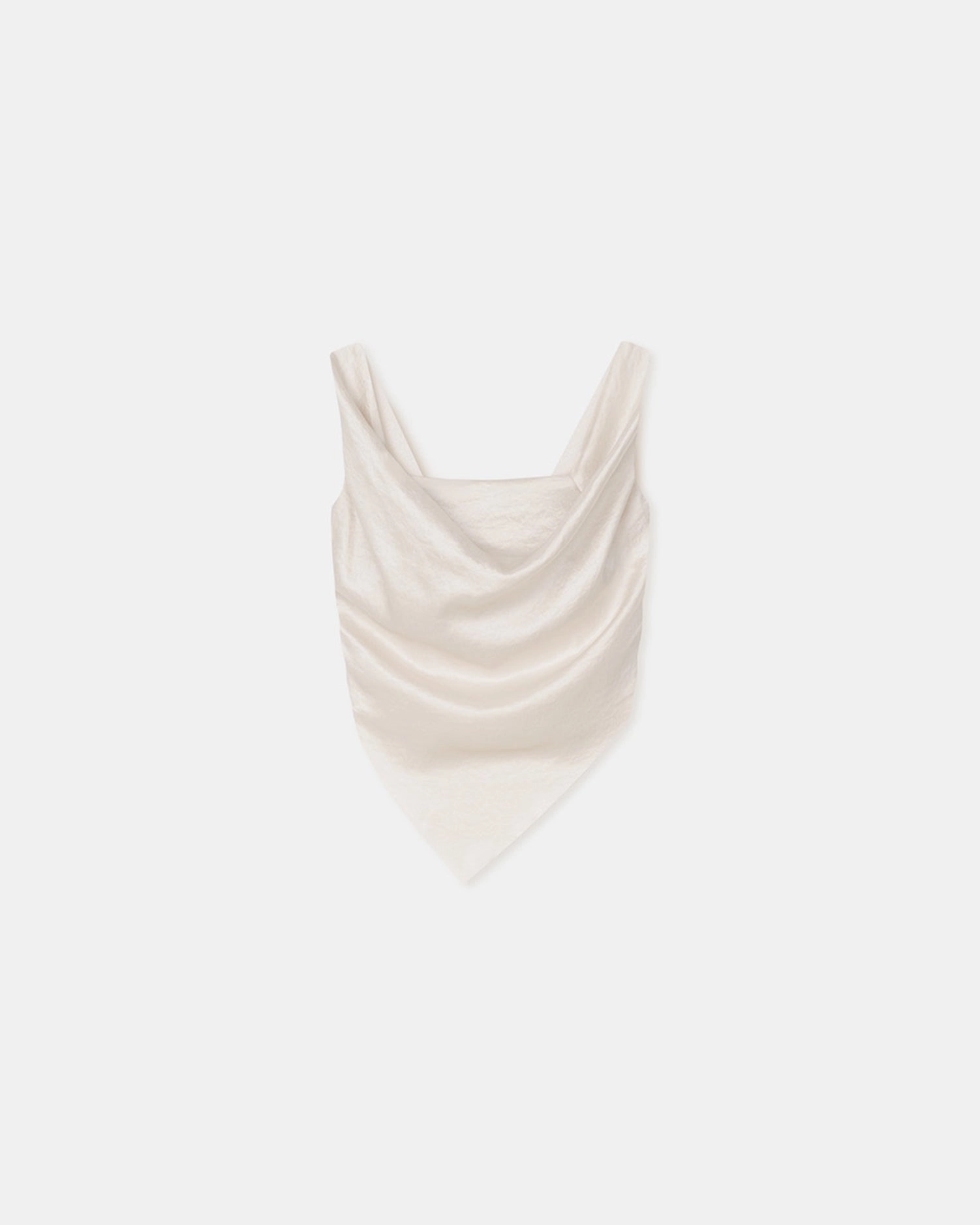 Comfortable Cut Petra - Sleeveless Draped Slip Satin Top - Ecru