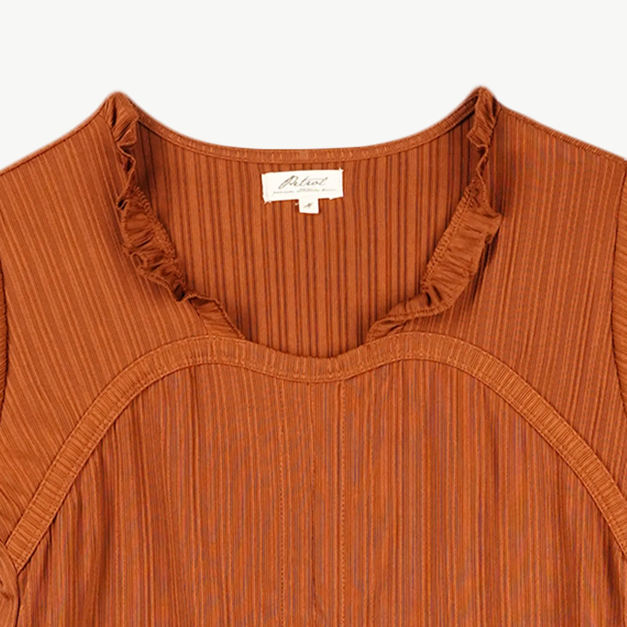 Petrol Ladies Basic Tees Boxy Fitting Ribbed Fabric 167831-U (Choco Brown)