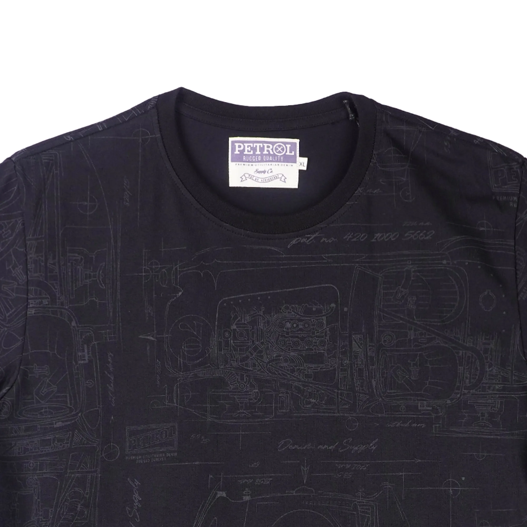 Petrol Men's Basic Tees Slim Fitting CVC Jersey Fabric 162176-U (Black)
