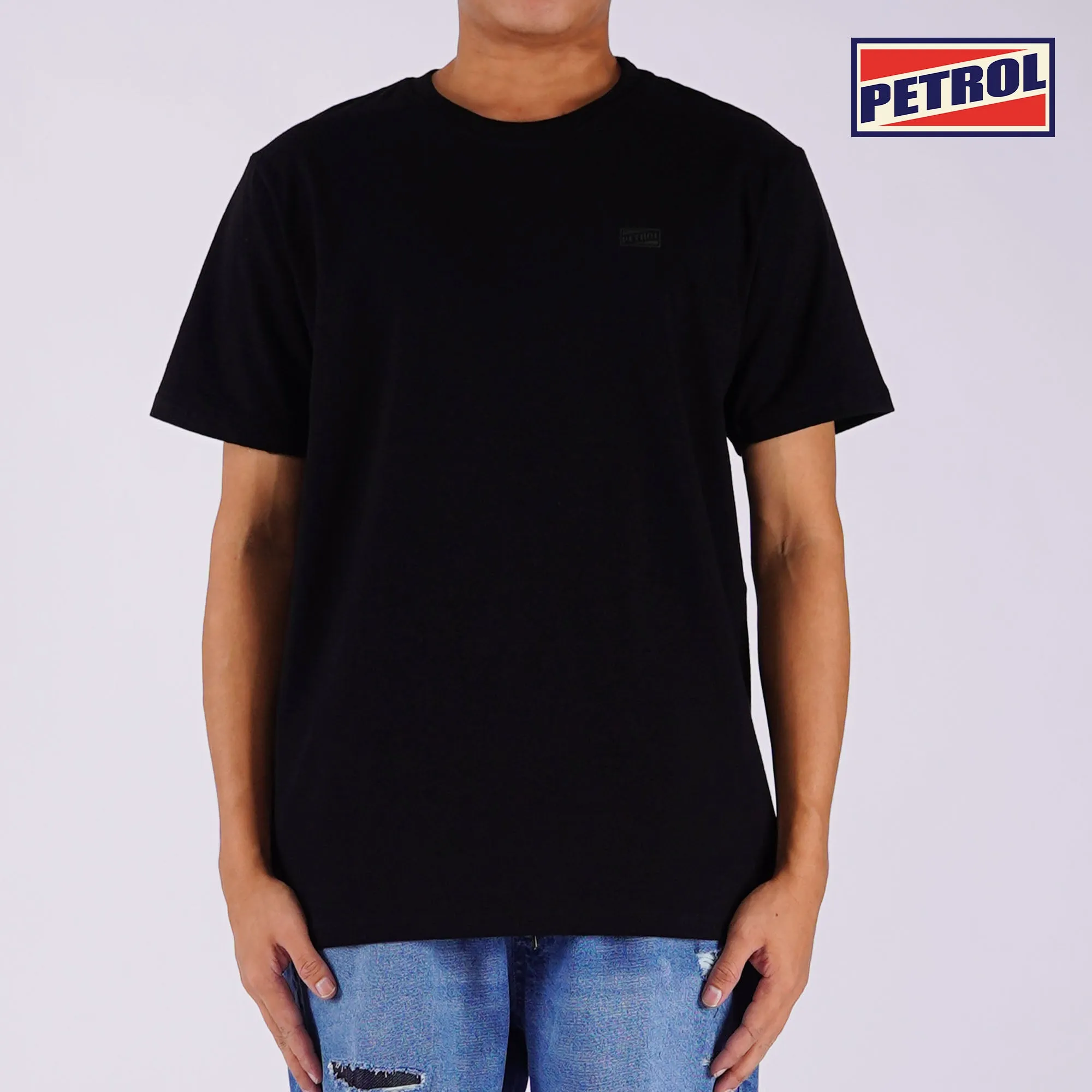 Petrol Men's Basic Tees Slim Fitting Missed Lycra Fabric 162684 (Black)