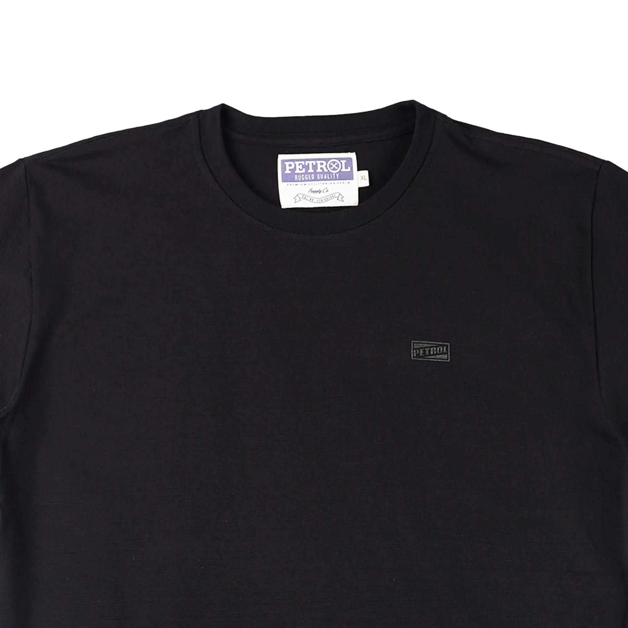 Petrol Men's Basic Tees Slim Fitting Missed Lycra Fabric 162684 (Black)