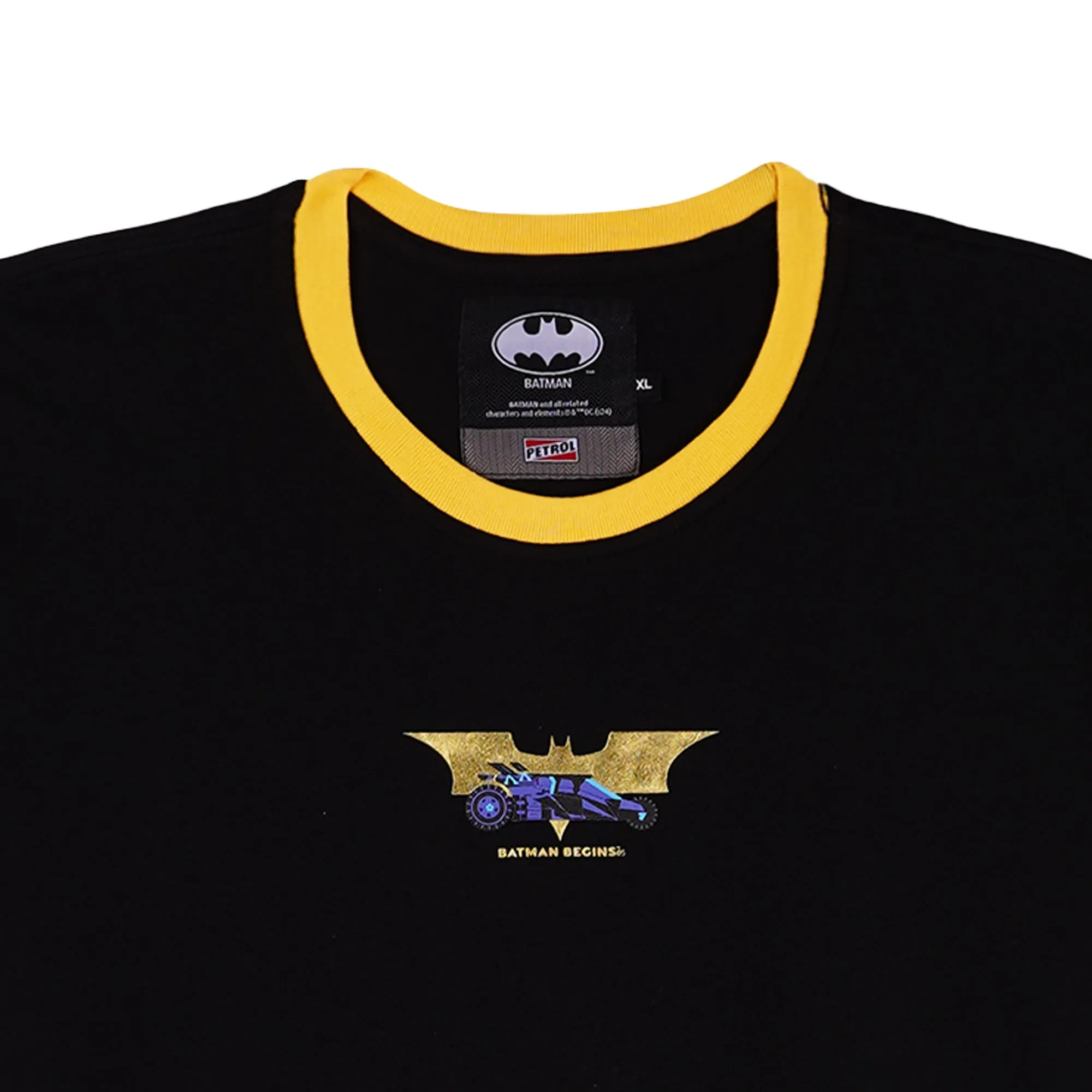 Petrol x Batman Men's Basic Tees Slim Fitting CVC Jersey Fabric 160697-U (Black)
