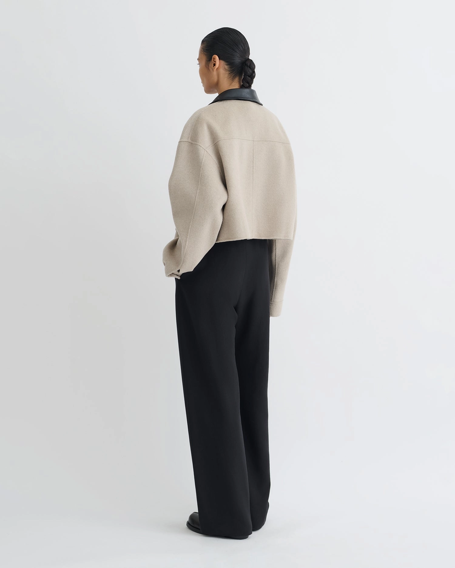 dust-resistant pin venue Phebe - Cropped Double Wool Jacket - Stone/Black