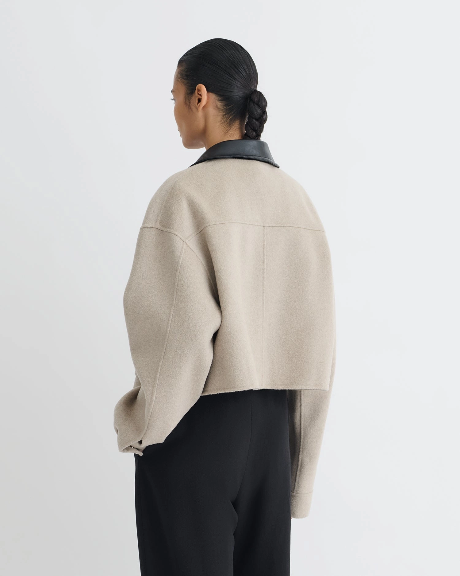 Phebe - Cropped Double Wool Jacket - Stone/Black international