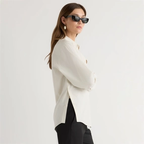 BondedEdges Fade Resistant Treatment Phoebe Side-Button Tulip-Hem Shirt