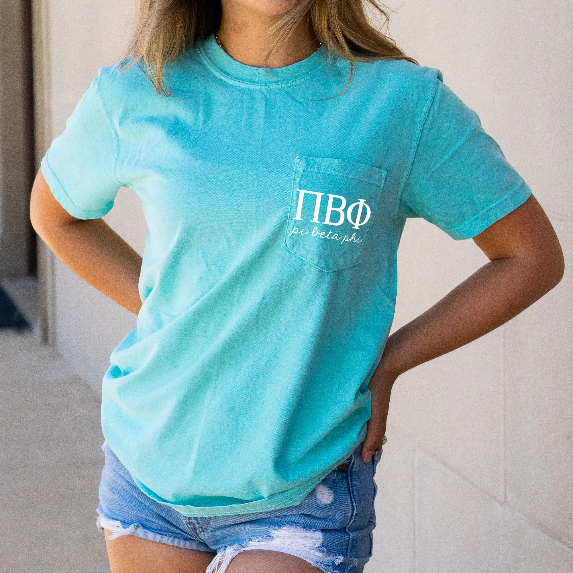 Pi Beta Phi Script Letters T-Shirt - Mint