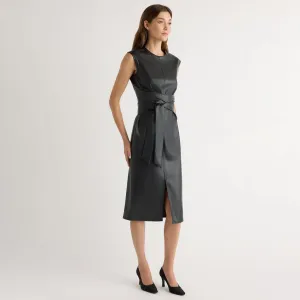 Relaxed-fit maxi dress Structured-Shape Pilar Vegan Leather Tie-Front Dress