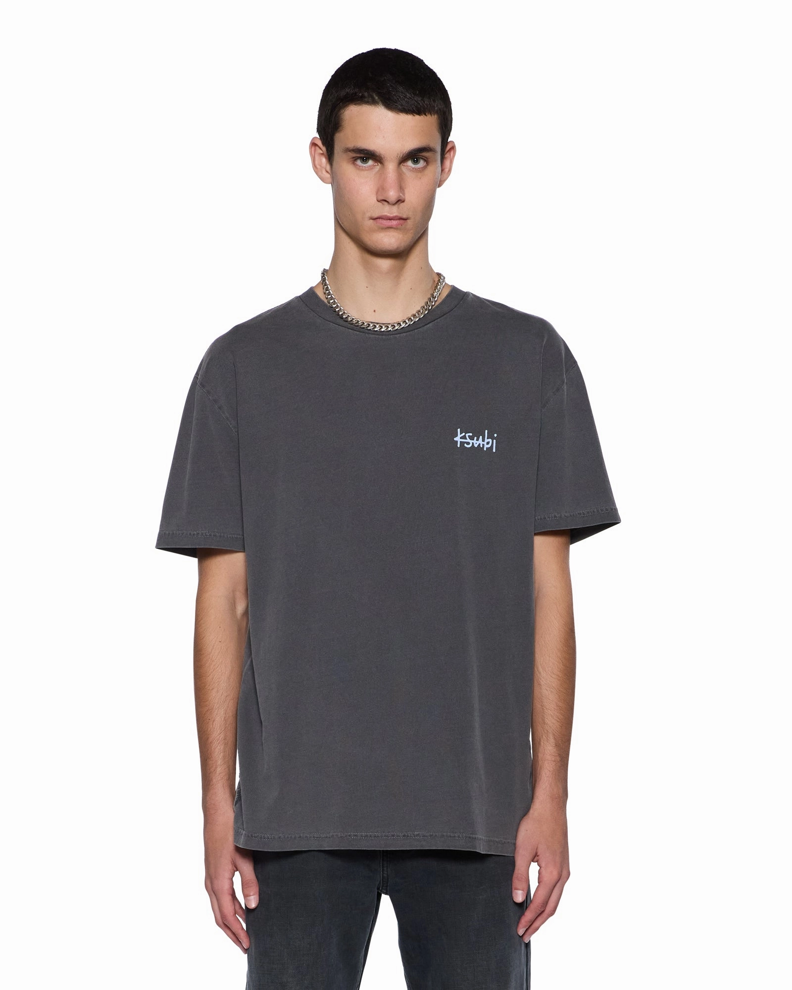 ALL DAY BIGGIE SS TEE CHARCOAL Anti Shrinkage Treatment dry cleanable