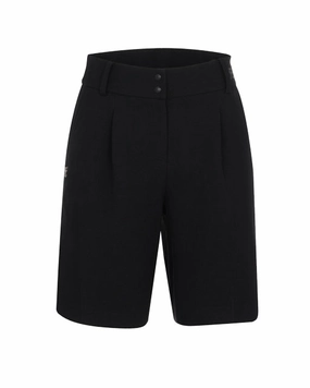 Stretch Panels Active Fit Pin Tuck Bermuda Pants - Black
