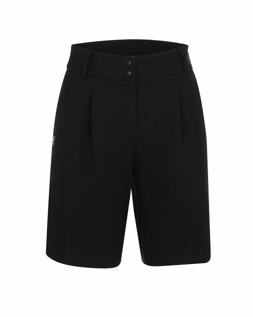 Stretch Panels Active Fit Pin Tuck Bermuda Pants - Black