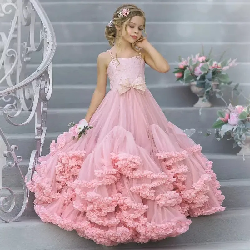 Pink Kids Flower Girl Dresses Tiered Skirts Toddler Pageant Gowns , once in a lifetime dress