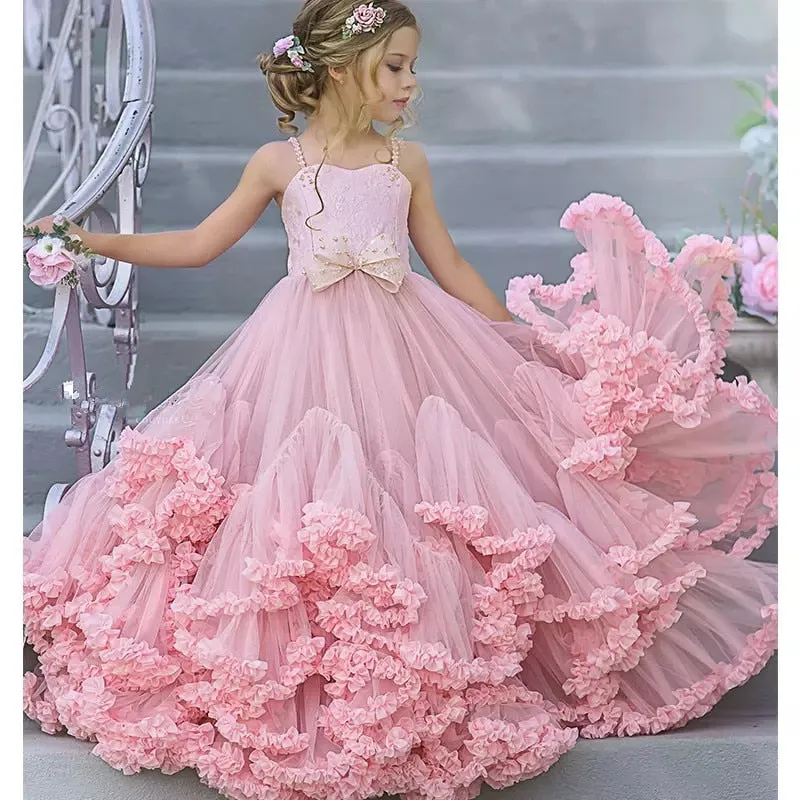 Pink Kids Flower Girl Dresses Tiered Skirts Toddler Pageant Gowns , once in a lifetime dress