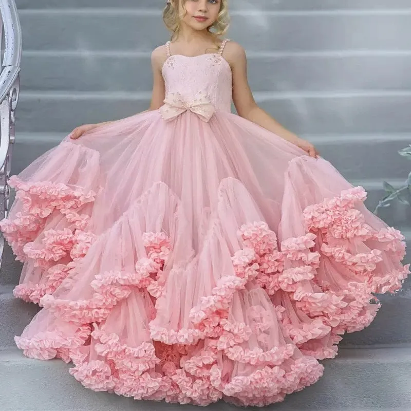 Pink Kids Flower Girl Dresses Tiered Skirts Toddler Pageant Gowns , once in a lifetime dress