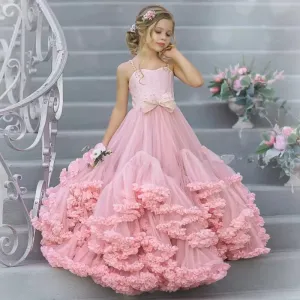 Pink Kids Flower Girl Dresses Tiered Skirts Toddler Pageant Gowns , once in a lifetime dress