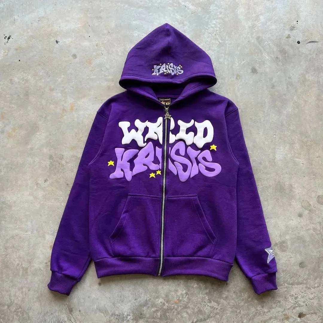 Pink Zip-Up Y2K Hoodies Classic Loose Fit, Casual Streetwear