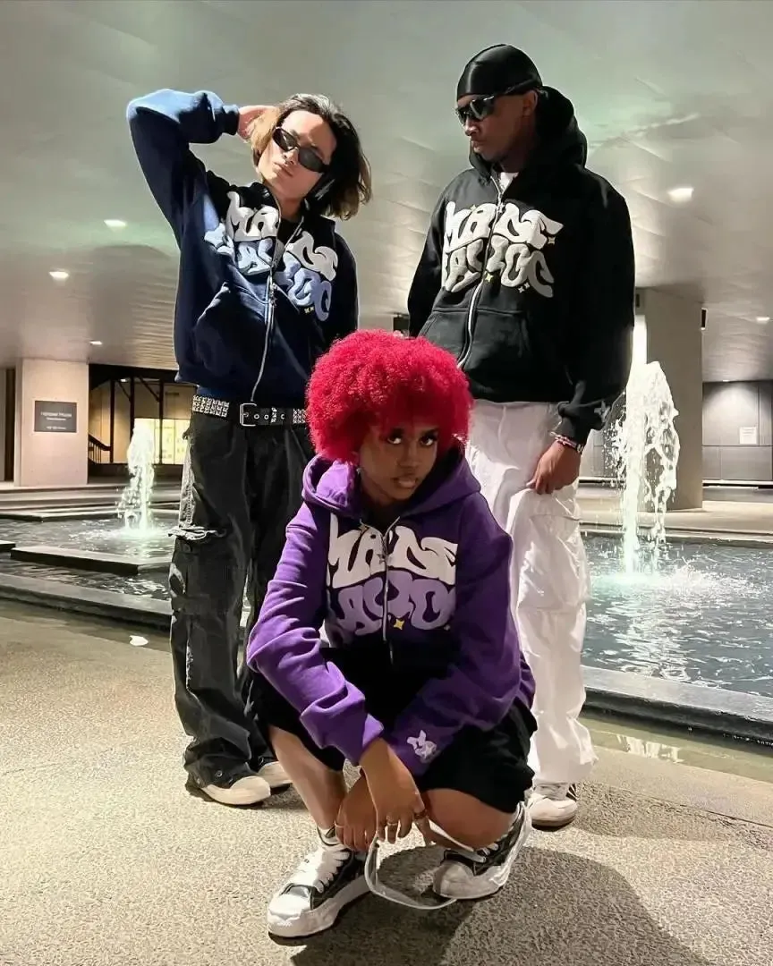 Pink Zip-Up Y2K Hoodies Classic Loose Fit, Casual Streetwear