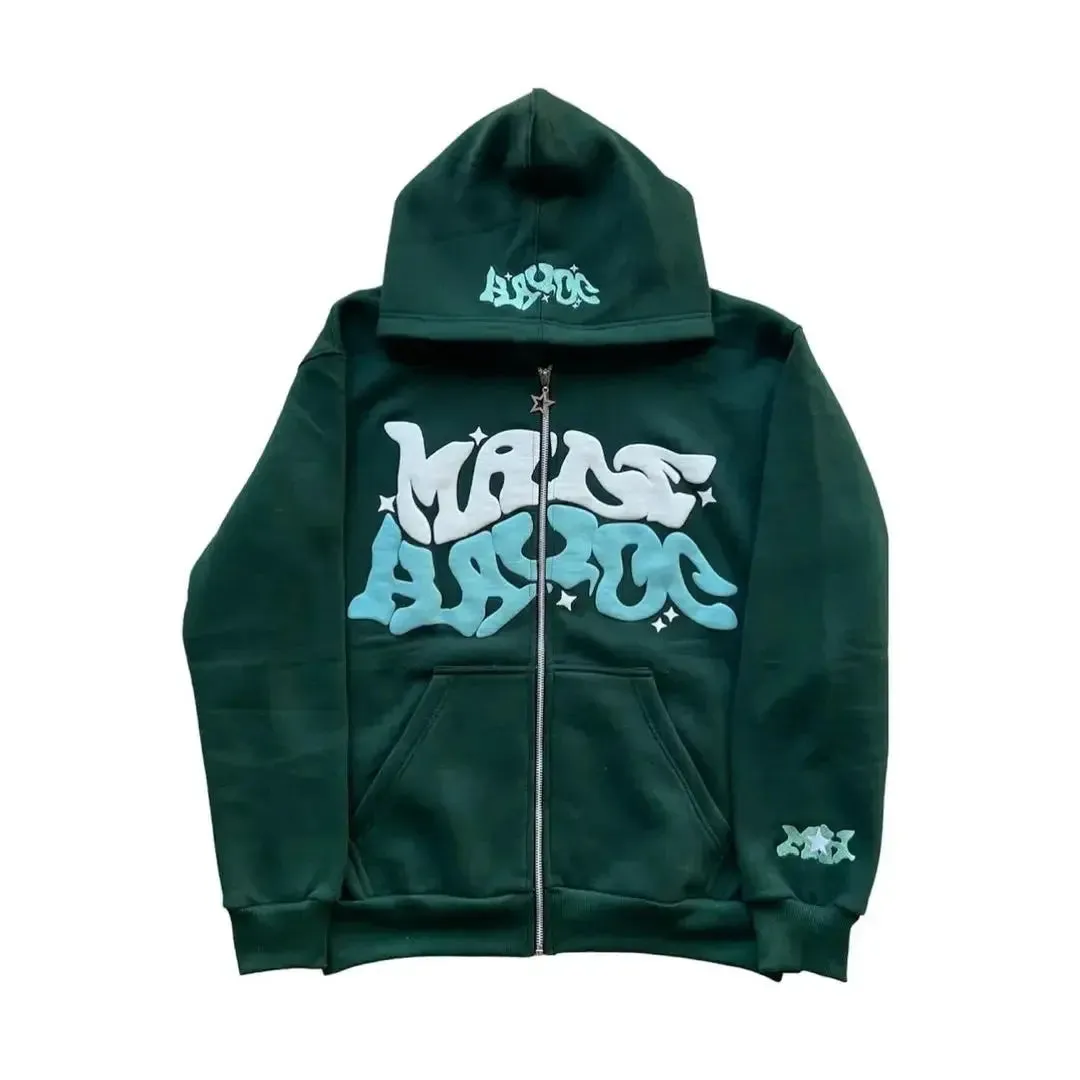 Pink Zip-Up Y2K Hoodies Classic Loose Fit, Casual Streetwear