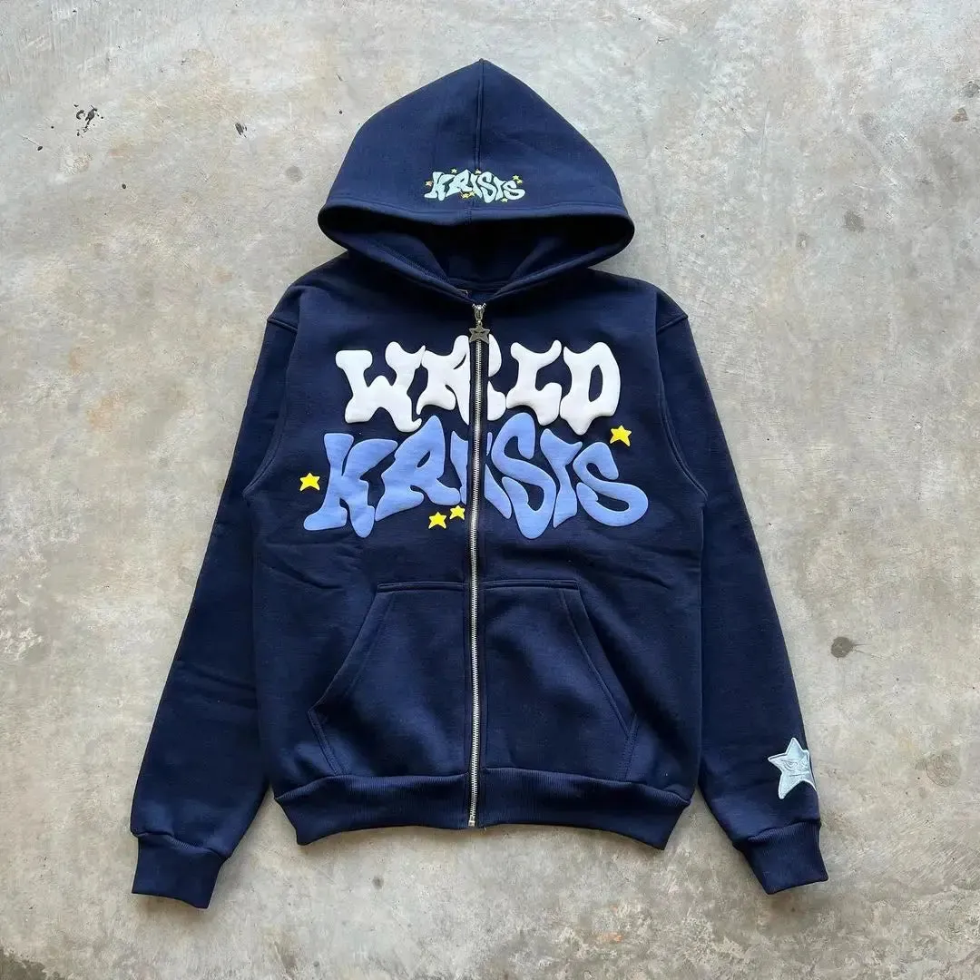 Pink Zip-Up Y2K Hoodies Classic Loose Fit, Casual Streetwear