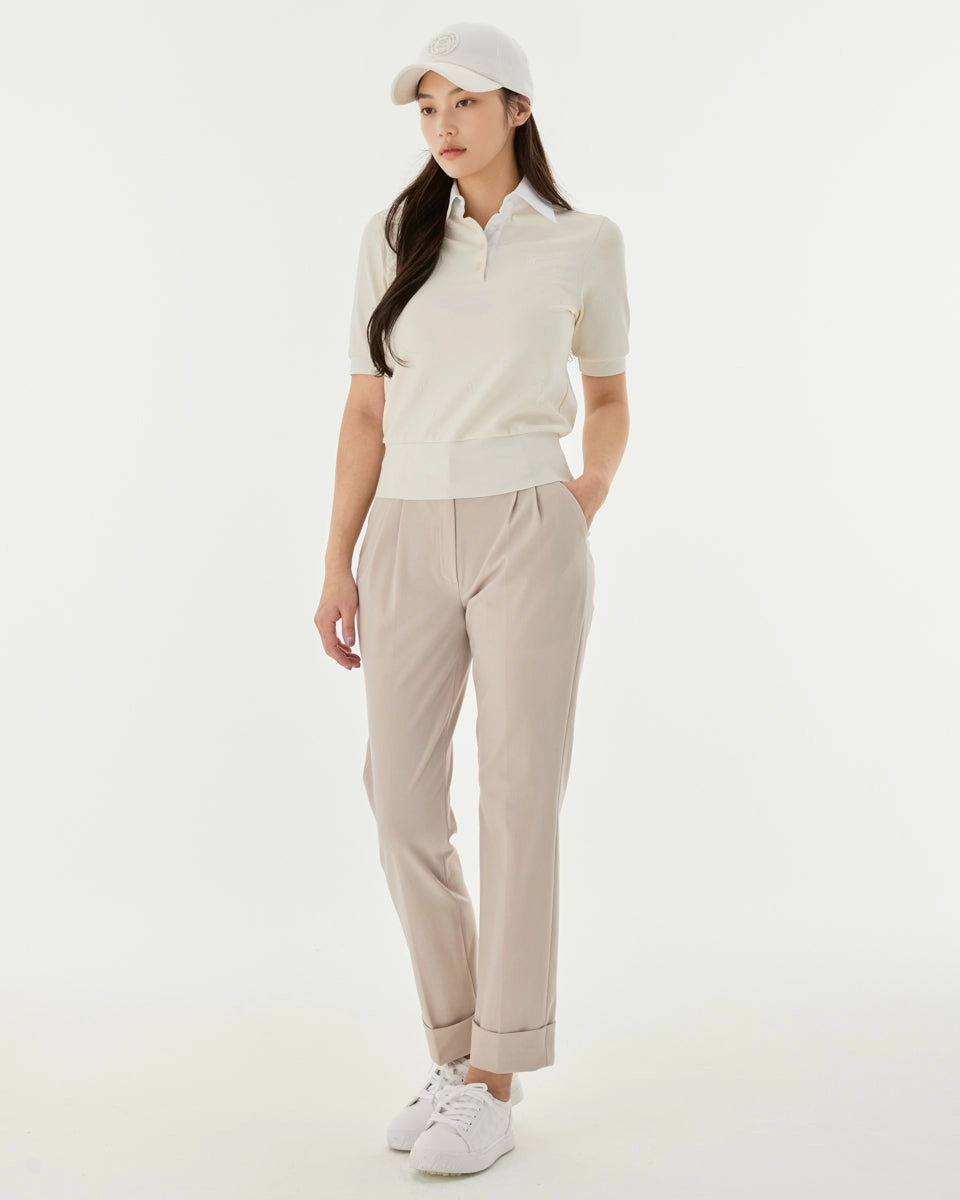 Pintuck turn-up pants - Beige SecureClosureSystem Casual Comfort Look