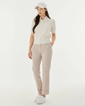 Pintuck turn-up pants - Beige Soft Finish Stay Cool