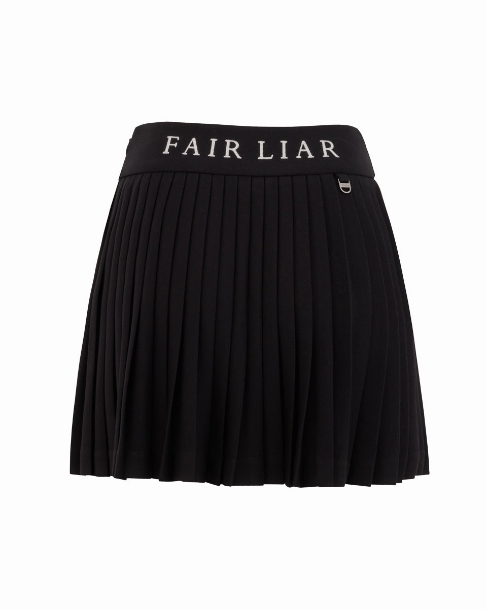 Sophisticated Casual Wrinkle Resistant Pique pleated skirt - Black