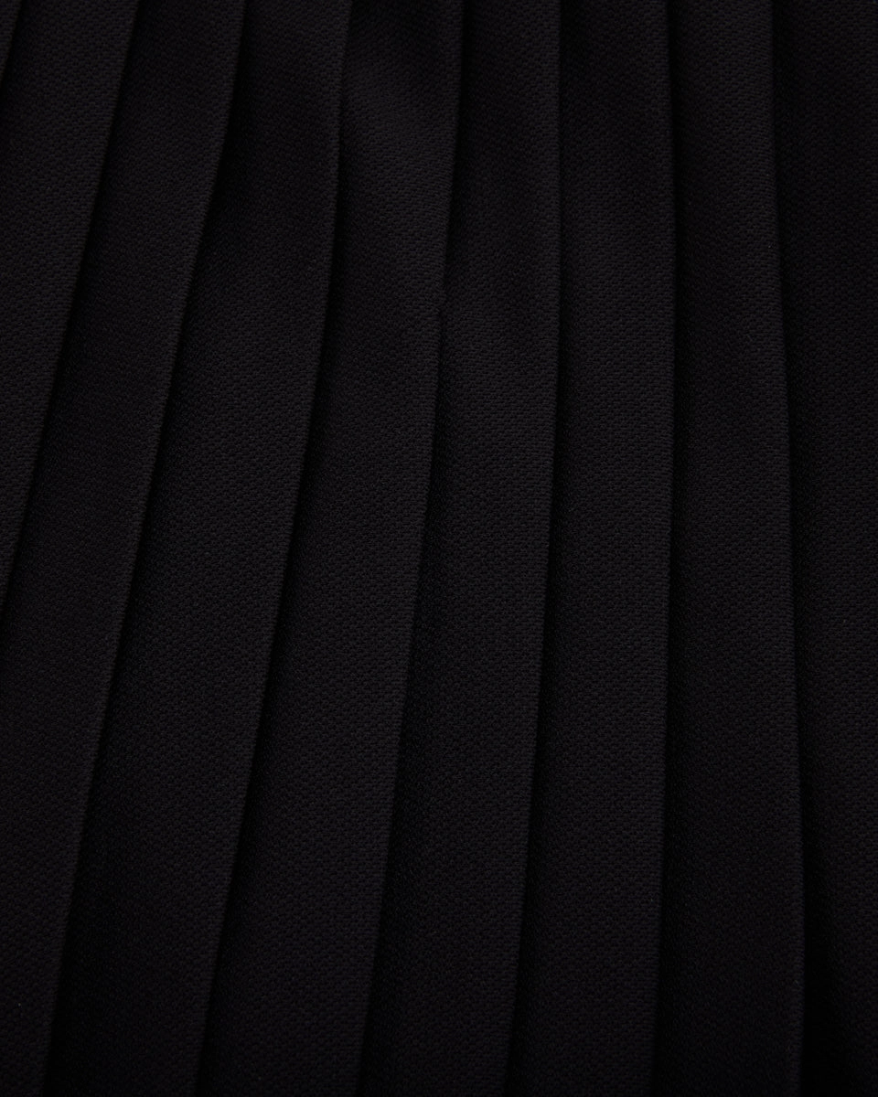 Pique pleated skirt - Black Flat Lay Collar Laidback Feel