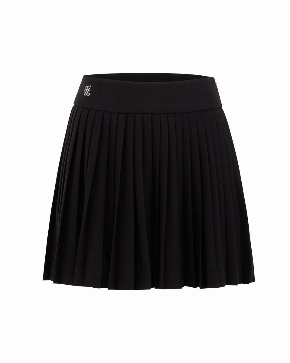 Pique pleated skirt - Black Asymmetrical Cut Plus size option