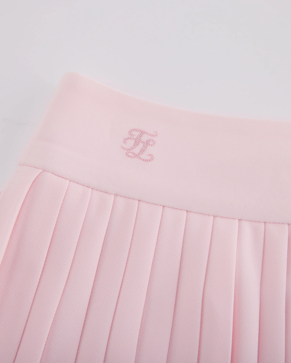 Pique pleated skirt - Pink Vibrant color
