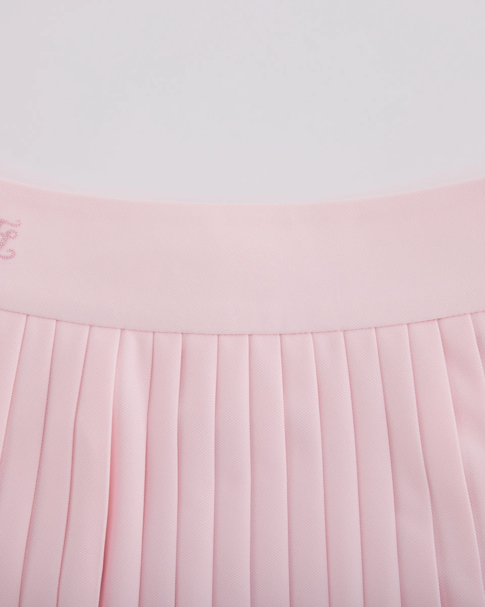 Drawstring closure Pique pleated skirt - Pink