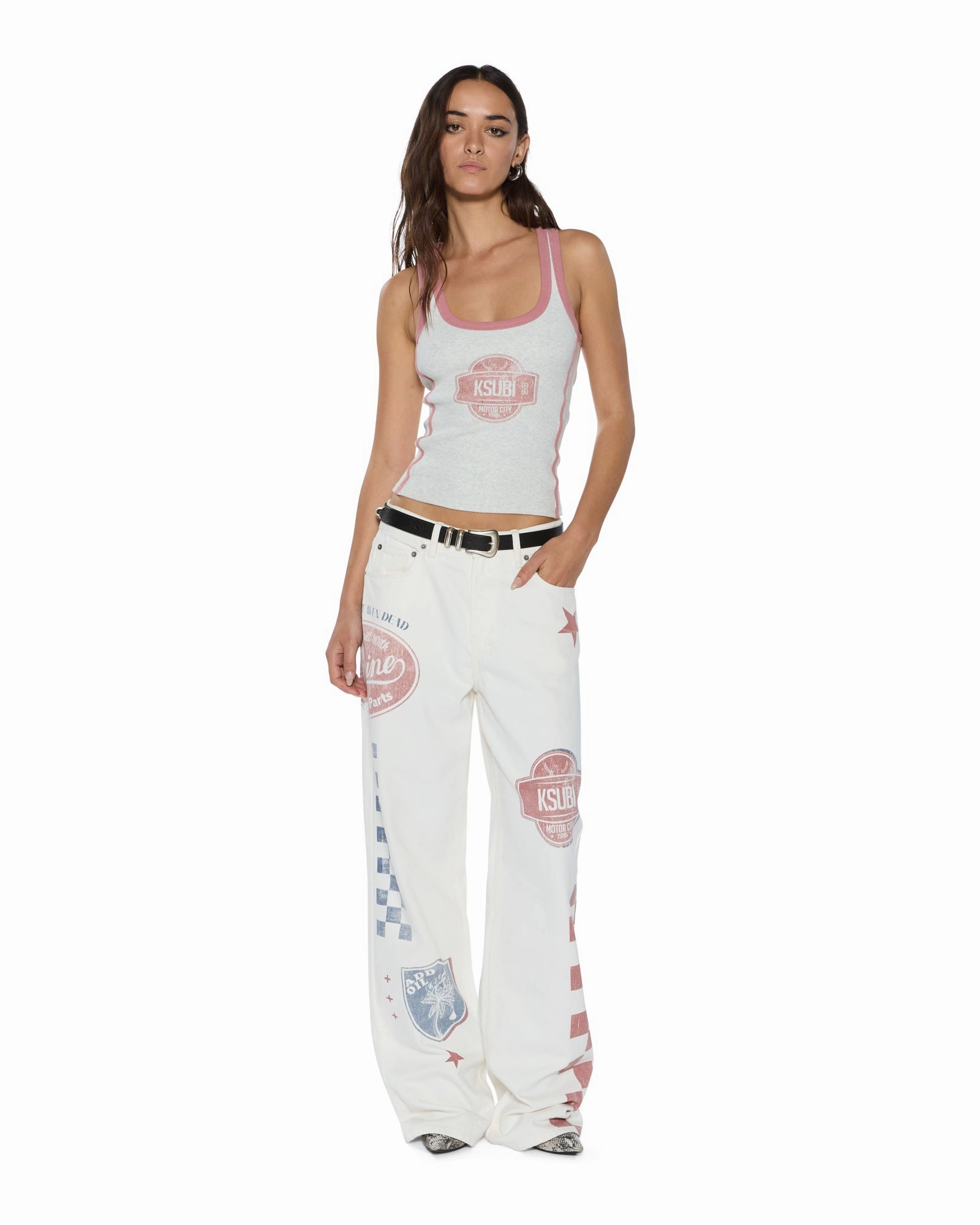 PITT LANE ORIGIN TANK SNOW MARLE/RED MicrofiberTech Breathable Microfiber