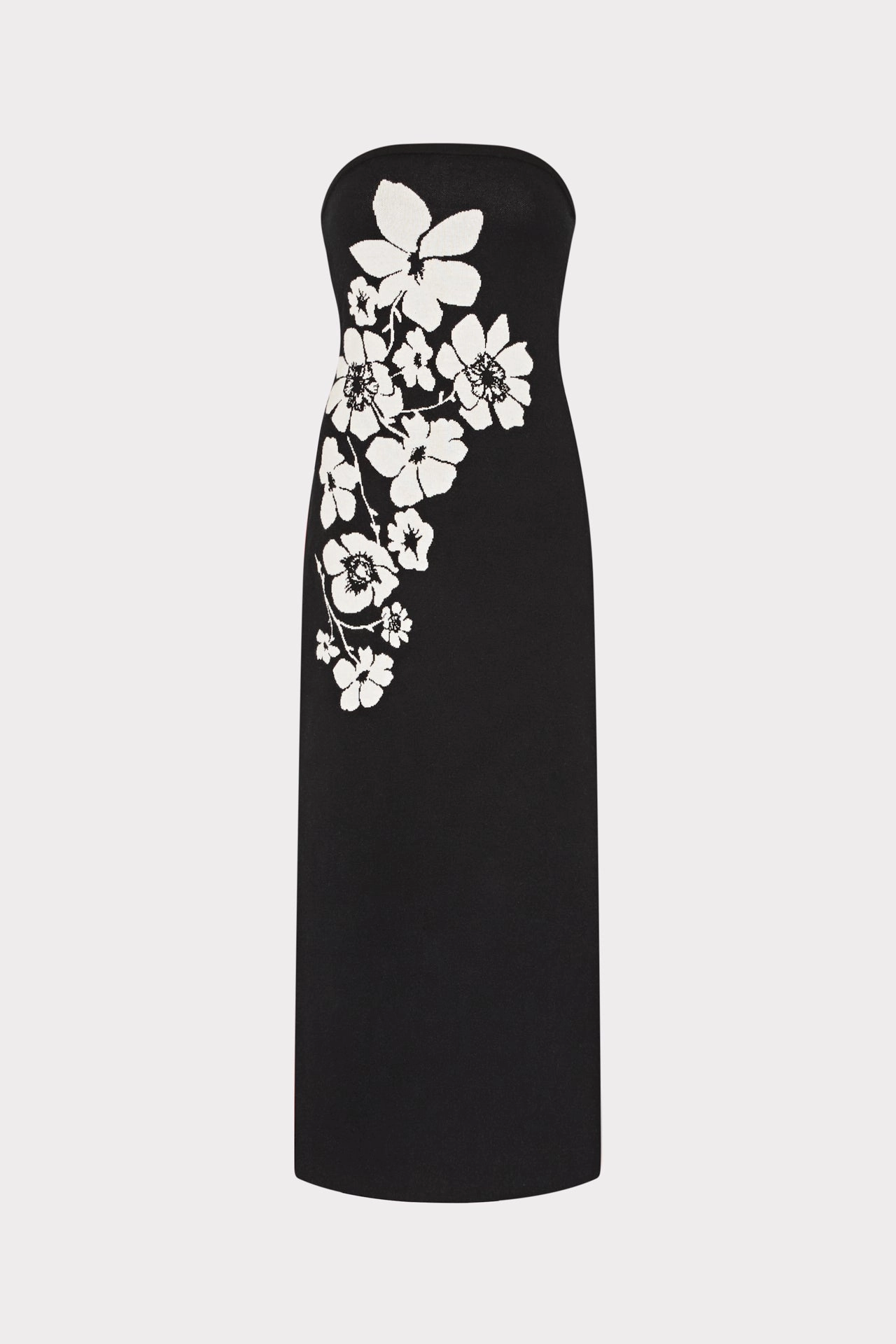 Eco Friendly Dye SweaterSpecific Detergent Guide Placed Floral Strapless Knit Midi Dress