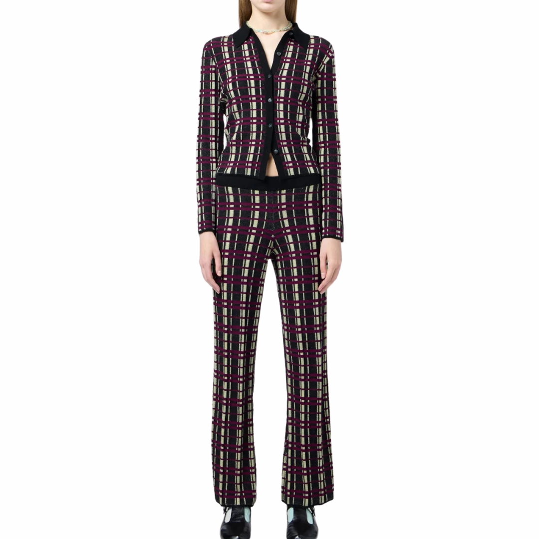 StaticResistantMaterial Plaid Flare Pant