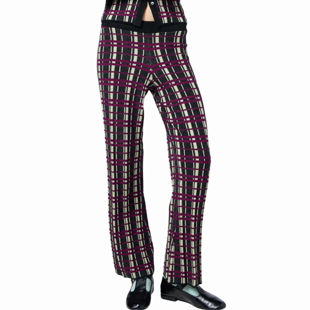 Plaid Flare Pant Eco Dye Process