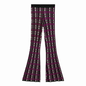 Plaid Flare Pant Flat waistband Commuter Fit