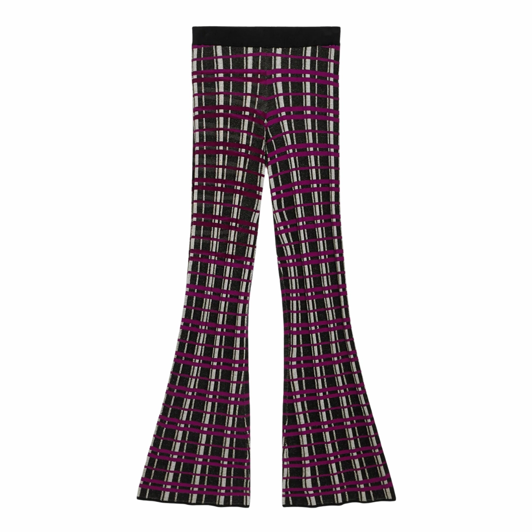 Plaid Flare Pant Flat waistband Commuter Fit