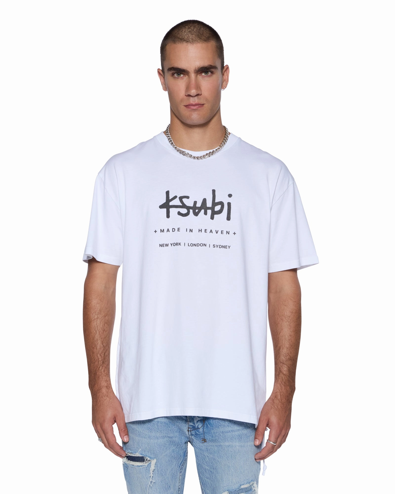 PLATED BIGGIE SS TEE TRU WHITE High Durability Weave