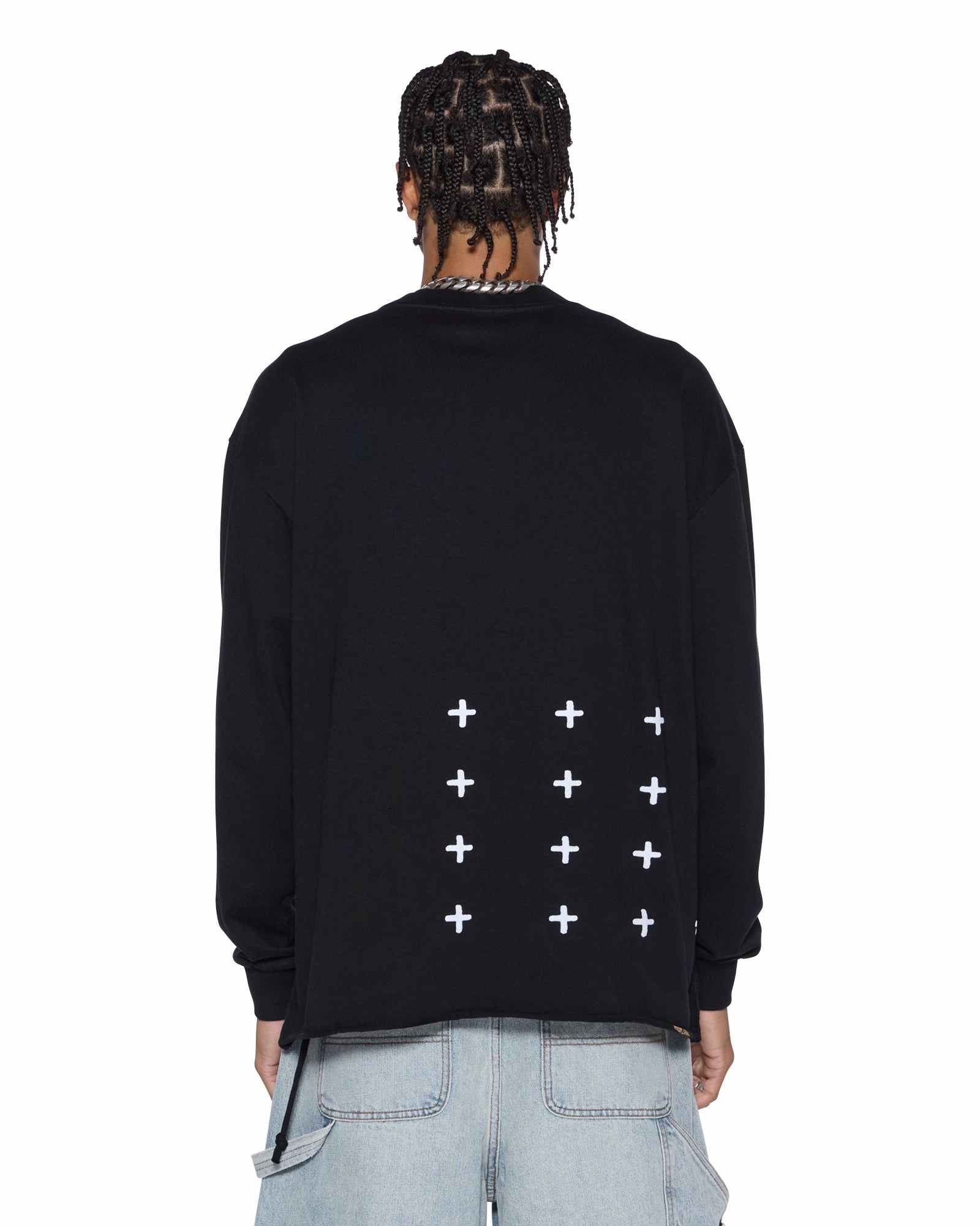 Perfect for Outdoors Non Fading Material PLATED LS TEE BLACK