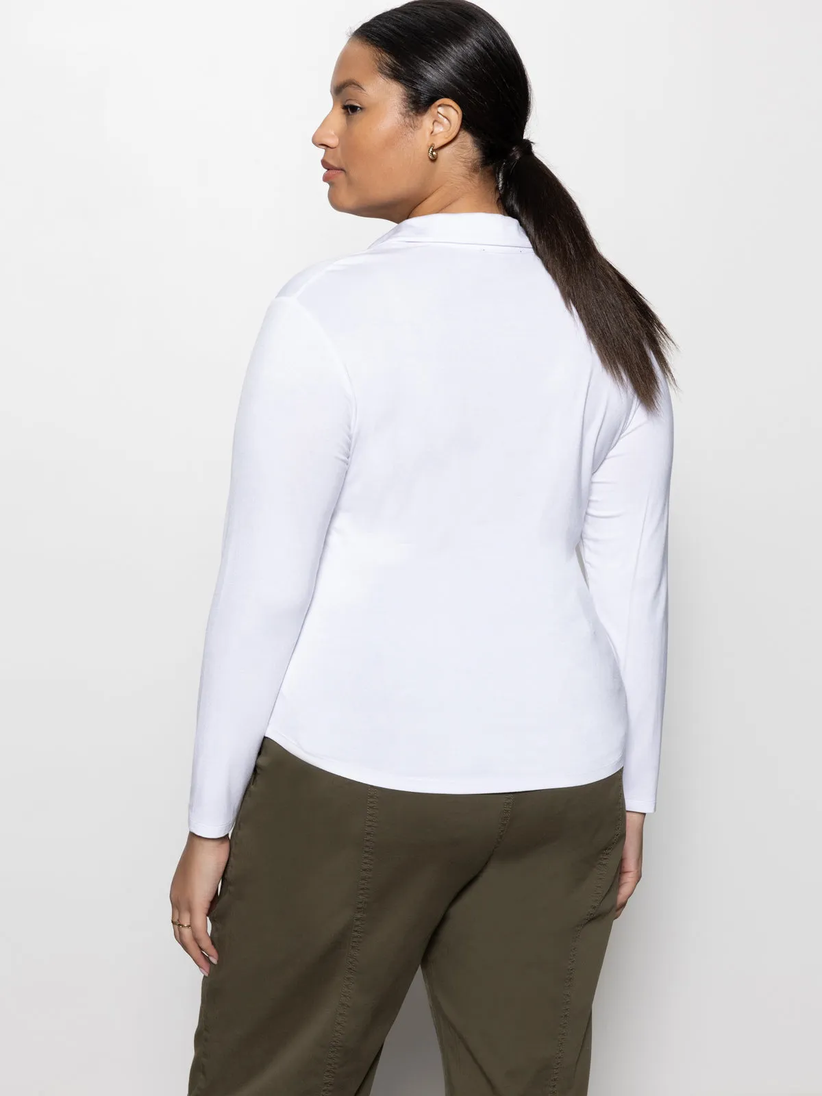 Dreamgirl Button Up Top White Extended Sizing Relaxed Everyday Wear Evergreen
