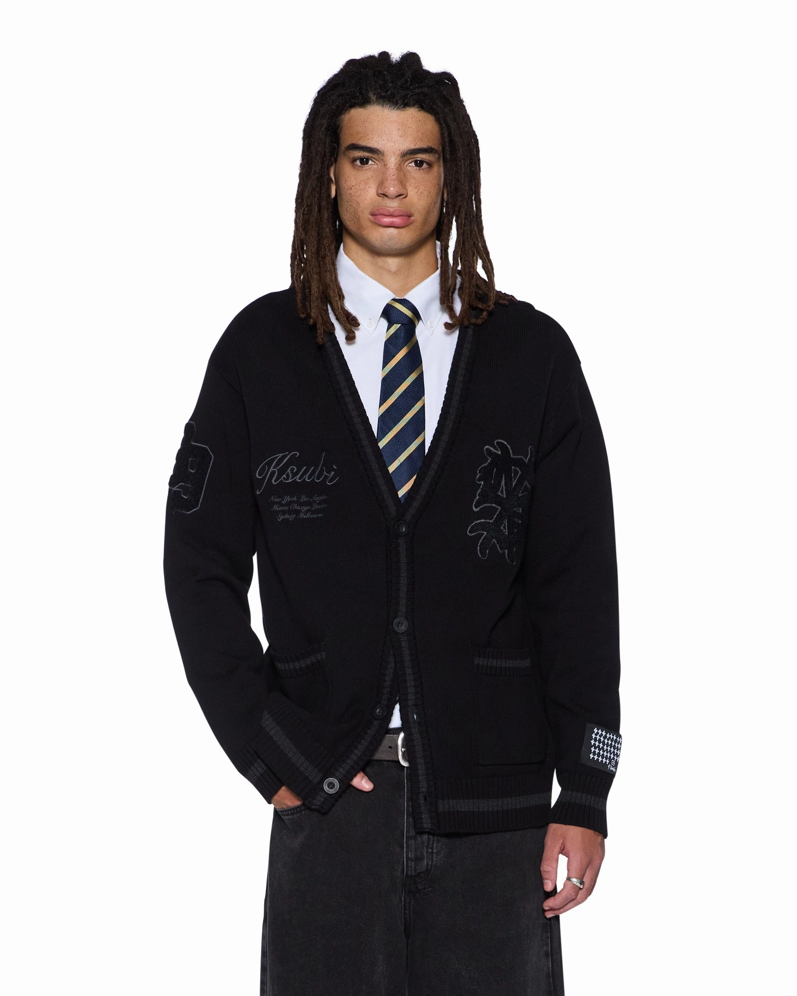 PLAYOFF CARDIGAN BLACK AbrasionResistant Edging EasyCare Fabric