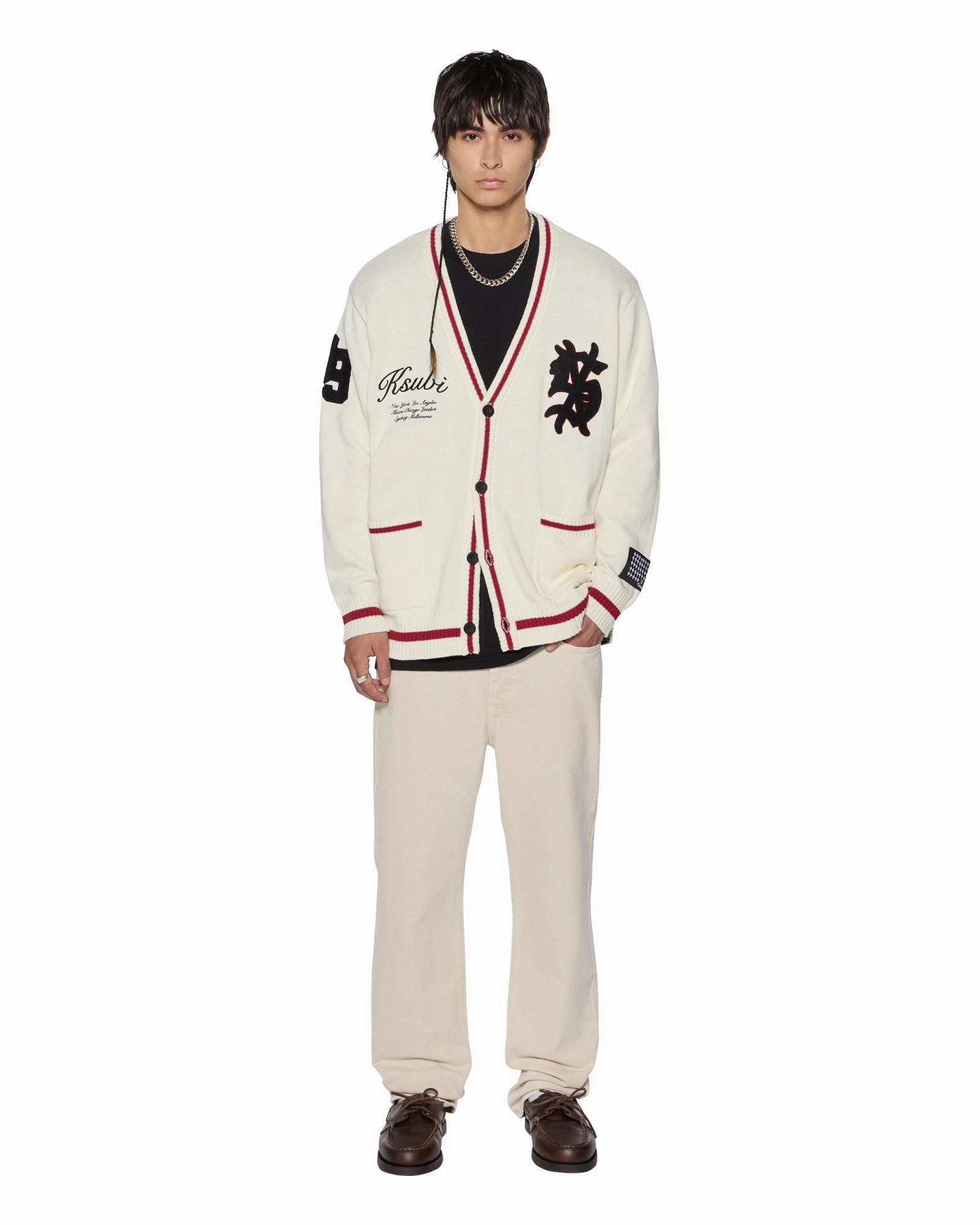 PLAYOFF CARDIGAN ECRU Heat Regulating Fabric