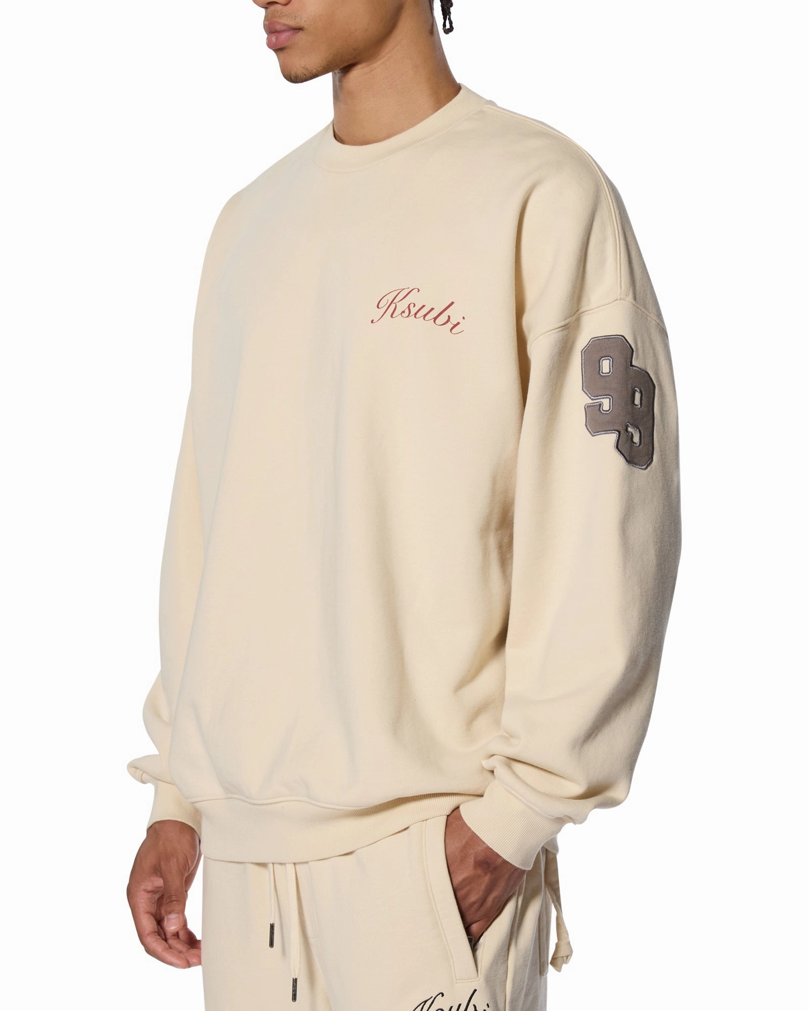 Flexible Cuffs Circular Knit PLAYOFF EKCESS CREW NECK DUSTY DESERT