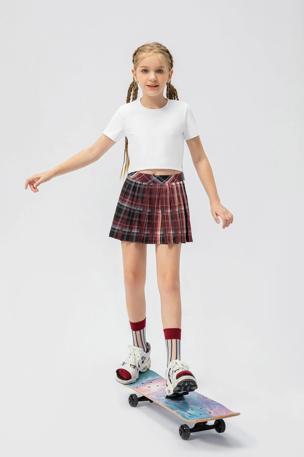 Pleated Tennis Skirts with Short for Girls