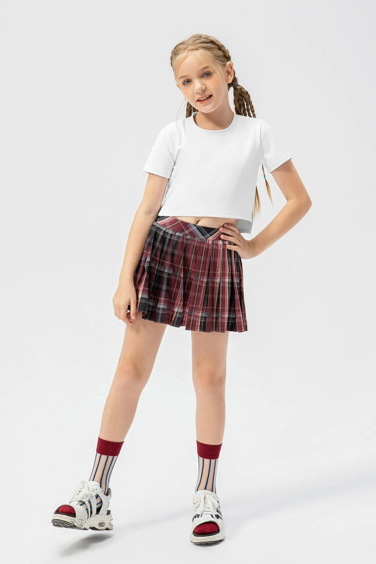 Pleated Tennis Skirts with Short for Girls